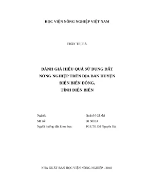 Luận văn thạc sĩ đánh giá hiệu quả sử dụng đất nông nghiệp trên địa bàn huyện điện biên đông tỉnh điện biên