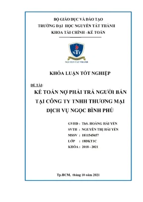 Kế toán nợ phải trả người bán tại công ty tnhh thương mại dịch vụ ngọc bình phú