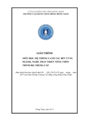Giáo trình hệ thông canh tác bền vững nghề phát triển nông thôn trung cấp trường cao đẳng cộng đồng đồng tháp