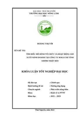 Luận văn tìm hiểu cơ cấu tổ chức và hoạt động sản xuất kinh doanh tại công ty maguchi tỉnh ehime nhật bản
