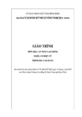 Giáo trình an toàn lao động nghề cơ điện tử trình độ cao đẳng