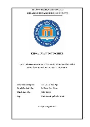 Quy trình giao hàng xuất khẩu bằng đường biển của công ty cổ phần vimc logictics