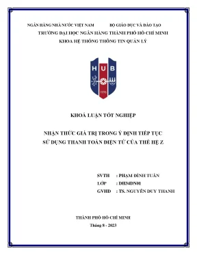 Nhận thức giá trị trong ý định tiếp tục sử dụng thanh toán điện tử của thế hệ z pdf