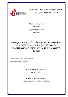 Mối quan hệ giữa tính sáng tạo quảng cáo trên mạng xã hội tương tác hashtag và ý định chia sẻ của người dùng