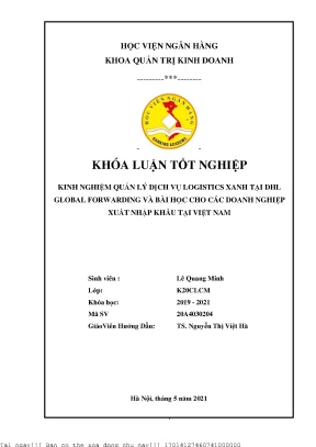 Kinh nghiệm quản lý dịch vụ logistics xanh tại dhl global forwarding và bài học cho các doanh nghiệp xuất nhập khẩu tại việt nam