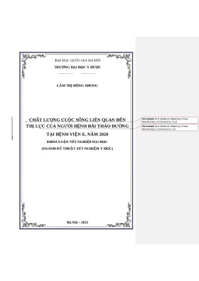 Luận văn chất lượng cuộc sống liên quan đến thị lực của người bệnh đái tháo đường tại bệnh viện e năm 2020