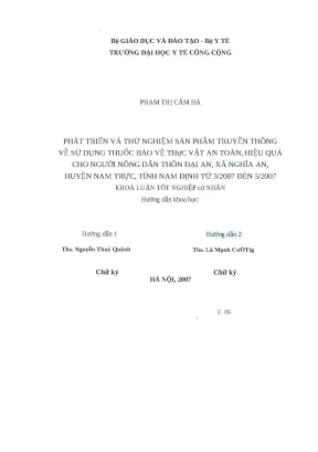 Luận văn phát triển và thử nghiệm sản phẩm truyền thông về sử dụng thuốc bảo vệ thực vật an toàn hiệu quả cho người nông dân thôn đại an xã nghĩa an huyện nam trực tỉnh nam định từ 3 2007 đến 5 2007