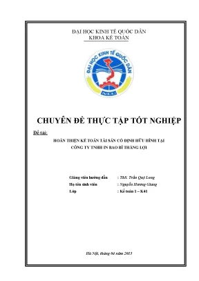 Hoàn thiện kế toán tài sản cố định hữu hình tại công ty tnhh in bao bì thắng lợi
