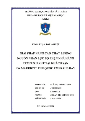 Giải pháp nâng cao chất lượng nguồn nhân lực bộ phận nhà hàng tempus fugit tại khách sạn jw marriott phu quoc emerald bay