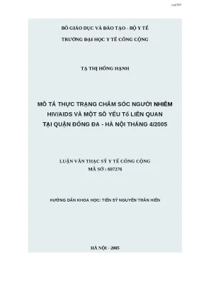 Luận văn mô tả thực trạng chăm sóc người nhiễm hivaids và một số yều tố liên quan tại quận đống đa hà nội tháng 4 2005