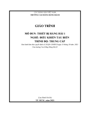 Giáo trình thiết bị hàng hải 1 nghề điều khiển tàu biển trình độ trung cấp