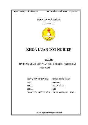 Tín dụng vi mô góp phần xóa đói giảm nghèo tại việt nam khoá luận tốt nghiệp