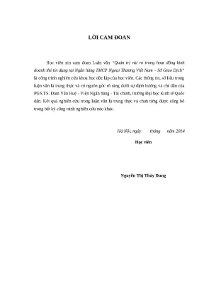 Luận văn thạc sĩ quản trị rủi ro trong hoạt động kinh doanh thẻ tín dụng tại ngân hàng tm cổ phần ngoại thương việt nam sở giao dịch