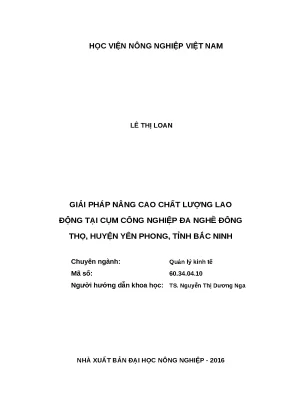 Luận văn thạc sĩ giải pháp nâng cao chất lượng lao động tại cụm công nghiệp đa nghề đông thọ huyện yên phong tỉnh bắc ninh