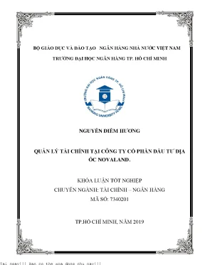 Quản lý tài chính tại công ty cổ phần đầu tư địa ốc novaland khóa luận đại học chuyên ngành tài chính ngân hàng