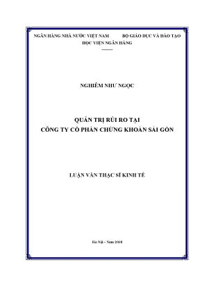 Quản trị rủi ro tại công ty cổ phần chứng khoán sài gòn khoá luận tốt nghiệp