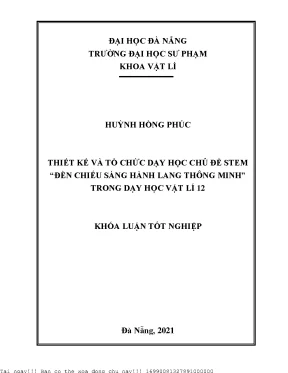 Thiết kế và tổ chức dạy học chủ đề stem đèn chiếu sáng hành lang thông minh trong dạy học vật lí 12