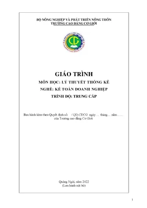 Giáo trình lý thuyết thống kê nghề kế toán doanh nghiệp trung cấp