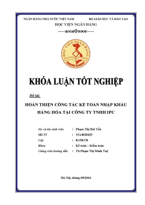 Hoàn thiện công tác kế toán nhập khẩu hàng hóa tại công ty tnhh ipc