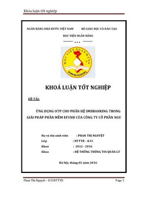 Ứng dụng otp cho phân hệ smsbanking trong giải pháp phần mềm efund của công ty ngv