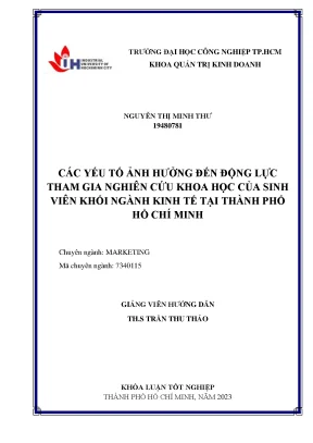 Các yếu tố ảnh hưởng đến động lực tham gia nghiên cứu khoa học của sinh viên khối ngành kinh tế tại thành phố hồ chí minh