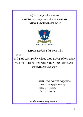 Một số giải pháp nâng cao hoạt động cho vay tiêu dùng tại ngân hàng sacombank chi nhánh gò vấp