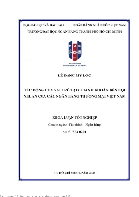 Tác động của vai trò tạo thanh khoản đến lợi nhận của các nhtm việt nam 2023