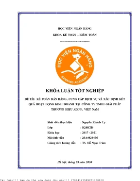 Kế toán bán hàng cung cấp dịch vụ và xác định kết quả hoạt động kinh doanh tại công ty tnhh giải pháp thương hiệu adina việt nam