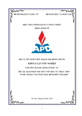 Giải pháp thu hút vốn đầu tư trực tiếp nước ngoài vào tỉnh thái bình đến năm 2030