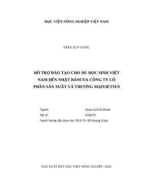 Luận văn thạc sĩ hỗ trợ đào tạo cho du học sinh việt nam đến nhật bản của công ty cổ phần sản xuất và thương mại vietsuc