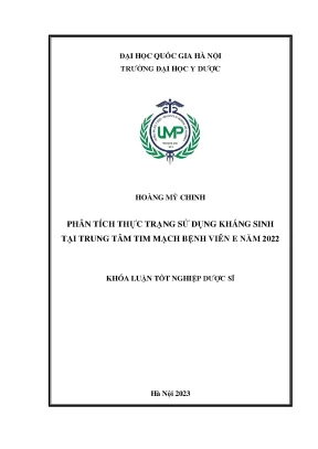 Khóa luận phân tích thực trạng sử dụng kháng sinh tại trung tâm tim mạch bệnh viên e năm 2022
