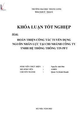 Hoàn thiện công tác tuyển dụng nguồn nhân lực tại công ty tnhh hệ thống thông tin fpt