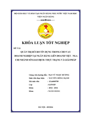 Quản trị rủi ro tín dụng trong cho vay doanh nghiệp tại ngân hàng liên doanh việt nga chi nhánh sở giao dịch thực trạng và giải pháp