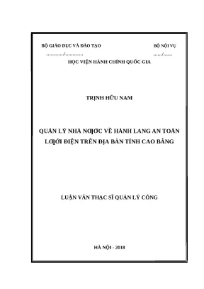 Luận văn thạc sĩ quản lý nhà nước về hành lang an toàn lưới điện trên địa bàn tỉnh cao bằng