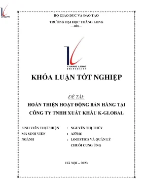 Hoàn thiện hoạt động bán hàng tại công ty tnhh xuất khẩu k global