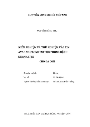 Luận văn thạc sĩ kiểm nghiệm và thử nghiệm vắc xin avac nd clone entero phòng bệnh newcastle cho gà con