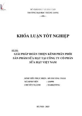 Giải pháp hoàn thiện kênh phân phối sản phẩm sữa hạt tại công ty cổ phần sữa hạt việt nam