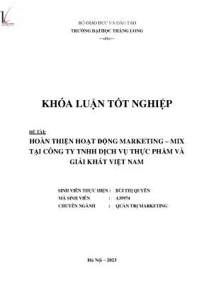 Hoàn thiện hoạt động marketing mix tại công ty tnhh dịch vụ thực phẩm và giải khát việt nam