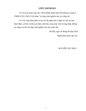 Luận văn thạc sĩ hoàn thiện chính sách tiền lương tại công ty trách nhiệm hữu hạn lixil inax việt nam