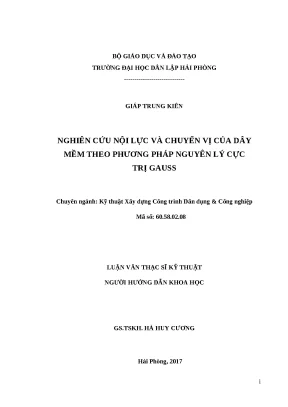 Luận văn hpu nghiên cứu nội lực và chuyển vị của dây mềm theo phương pháp nguyên lý cực trị gauss