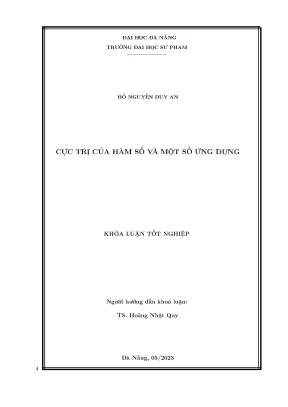 Cực trị của hàm số và một số ứng dụng