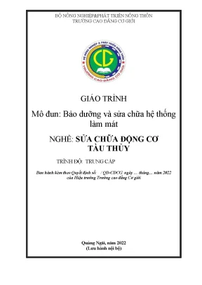 Giáo trình bảo dưỡng và sửa chữa hệ thống làm mát nghề sửa chữa động cơ tàu thuỷ trung cấp