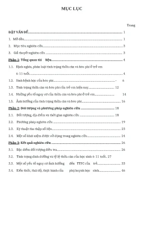Luận văn thực trạng và một số yếu tố nguy cơ ảnh hưởng tới tình trạng thừa cân của học sinh tiểu học quận đống đa hà nội