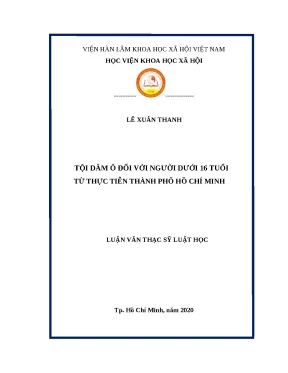 Luận văn thạc sĩ tội dâm ô đối với người dưới 16 tuổi từ thực tiễn thành phố hồ chí minh
