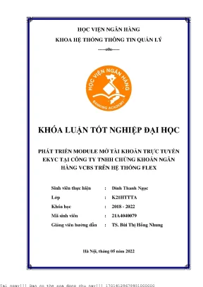 Phát triển module mở tài khoản trực tuyến ekyc tại công ty tnhh chứng khoán ngân hàng vcbs trên hệ thống flex
