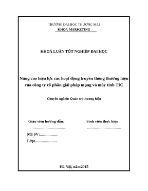 Luận văn tmu nâng cao hiệu lực các hoạt động truyền thông thƣơng hiệu của công ty cổ phần giải pháp mạng và máy tính tic