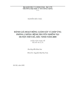 Luận văn đánh giá hoạt động giám sát và đáp ứng phòng chống bệnh truyền nhiễm tại huyện tiên du bắc ninh năm 2009