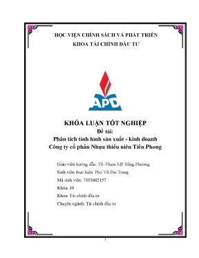 Phân tích tình hình sản xuất kinh doanh công ty cổ phần nhựa thiếu niên tiền phong