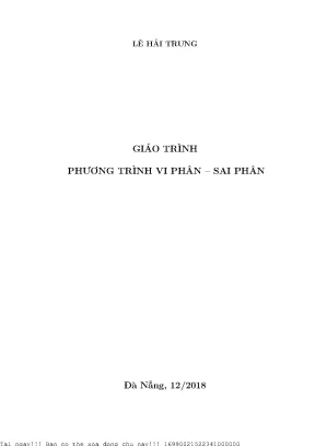 Giáo trình phương trình vi phân sai phân