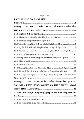 Luận văn thạc sĩphát triển sản phẩm dịch vụ ở ngân hàng nông nghiệp và phát triển nông thôn việt nam chi nhánh tỉnh hải dương